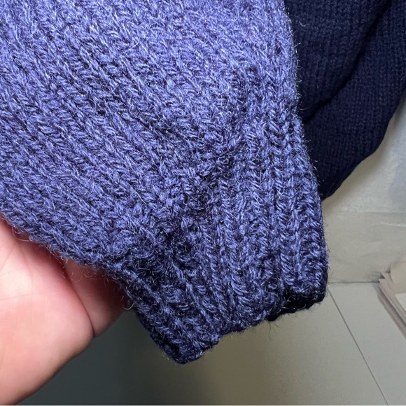 Vintage 90s Seychelle Blue Red Fair Isle Nordic Heavy Wool Hand Knit Cardigan M - Picture 4 of 12